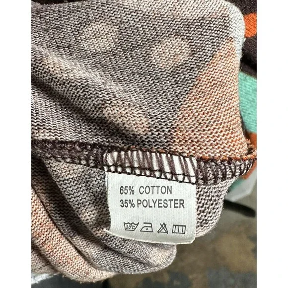 UK Tenki Fall Multi-Colored Tunic Dress Style Soft Knit Size M/L Short Sleeves - Picture 6 of 8